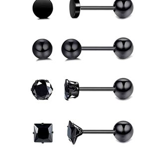 4 new Pairs 20G black 316 Stainless Steel Earrings